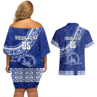 Custom Tupou College Couples Matching Off Shoulder Short Dress and Hawaiian Shirt Tongan Kupesi Pattern LT05 - Polynesian Pride