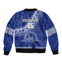 Custom Tupou College Sleeve Zip Bomber Jacket Tongan Kupesi Pattern LT05 - Polynesian Pride