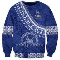Custom Tupou College Sweatshirt Tongan Kupesi Pattern LT05 Unisex Blue - Polynesian Pride