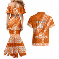 Custom Tailulu College Couples Matching Mermaid Dress and Hawaiian Shirt Tongan Kupesi Pattern LT05 - Polynesian Pride