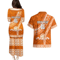 Custom Tailulu College Couples Matching Puletasi Dress and Hawaiian Shirt Tongan Kupesi Pattern LT05 - Polynesian Pride