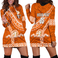 Custom Tailulu College Hoodie Dress Tongan Kupesi Pattern LT05 - Polynesian Pride