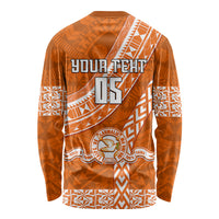 Custom Tailulu College Long Sleeve Shirt Tongan Kupesi Pattern LT05 - Polynesian Pride