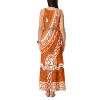 Custom Tailulu College Tank Maxi Dress Tongan Kupesi Pattern LT05 - Polynesian Pride