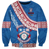 Custom Apifoou College Sweatshirt Tongan Kupesi Pattern LT05 Unisex Blue - Polynesian Pride