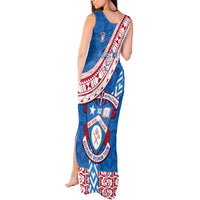 Custom Apifoou College Tank Maxi Dress Tongan Kupesi Pattern LT05 - Polynesian Pride