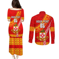 Custom Kolisi Tonga Couples Matching Puletasi Dress and Long Sleeve Button Shirts Tongan Kupesi Pattern LT05 - Polynesian Pride