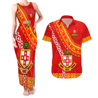Custom Kolisi Tonga Couples Matching Tank Maxi Dress and Hawaiian Shirt Tongan Kupesi Pattern LT05 Red - Polynesian Pride
