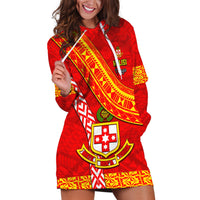 Custom Kolisi Tonga Hoodie Dress Tongan Kupesi Pattern LT05 Red - Polynesian Pride