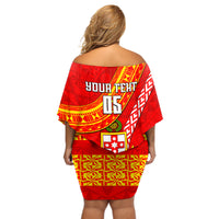 Custom Kolisi Tonga Off Shoulder Short Dress Tongan Kupesi Pattern LT05 - Polynesian Pride