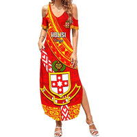 Custom Kolisi Tonga Summer Maxi Dress Tongan Kupesi Pattern LT05 Women Red - Polynesian Pride