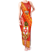 Custom Kolisi Tonga Tank Maxi Dress Tongan Kupesi Pattern LT05 Women Red - Polynesian Pride