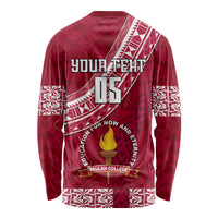 Custom Beulah College Long Sleeve Shirt Tongan Kupesi Pattern LT05 - Polynesian Pride