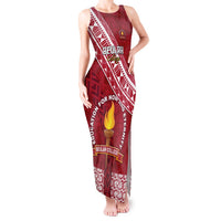 Custom Beulah College Tank Maxi Dress Tongan Kupesi Pattern LT05 Women Red - Polynesian Pride