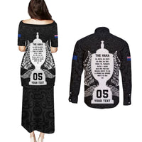 Custom New Zealand Rugby Couples Matching Puletasi Dress and Long Sleeve Button Shirt The Haka With Champions Cup LT05 - Polynesian Pride