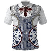 Hawaii Polo Shirt Barkcloth Pattern Vintage Style LT05 Blue - Polynesian Pride