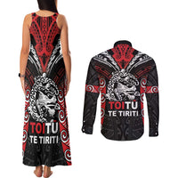 Aotearoa Mana Maori Couples Matching Tank Maxi Dress and Long Sleeve Button Shirt Toitu Te Tiriti LT05 - Polynesian Pride