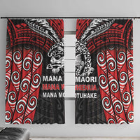 Aotearoa Mana Maori Window Curtain Toitu Te Tiriti LT05 With Hooks Black - Polynesian Pride
