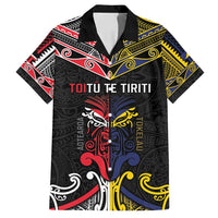 Tokelau And Aotearoa Family Matching Off Shoulder Short Dress and Hawaiian Shirt Together For Te Tiriti O Waitangi LT05 Dad's Shirt - Short Sleeve Black - Polynesian Pride