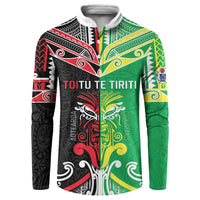 Cook Islands And Aotearoa Button Sweatshirt Together For Te Tiriti O Waitangi LT05 Black - Polynesian Pride