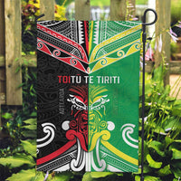 Cook Islands And Aotearoa Garden Flag Together For Te Tiriti O Waitangi LT05 Garden Flag Black - Polynesian Pride