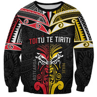Niue And Aotearoa Sweatshirt Together For Te Tiriti O Waitangi LT05 Unisex Black - Polynesian Pride