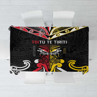 Niue And Aotearoa Tablecloth Together For Te Tiriti O Waitangi LT05 Black - Polynesian Pride