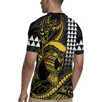 Hawaii Ikaika Warrior Helmet Rugby Jersey Gold Style
