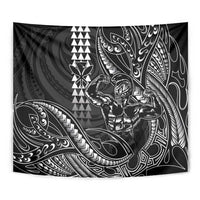 Hawaii Ikaika Warrior Helmet Tapestry Black Tribal Tattoo