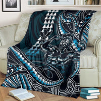 Hawaii Ikaika Warrior Helmet Blanket Blue Tribal Tattoo LT05 - Polynesian Pride