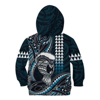 Hawaii Ikaika Warrior Helmet Kid Hoodie Blue Tribal Tattoo