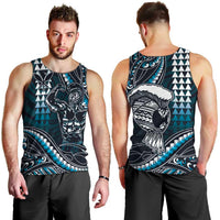 Hawaii Ikaika Warrior Helmet Men Tank Top Blue Tribal Tattoo