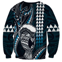 Hawaii Ikaika Warrior Helmet Sweatshirt Blue Tribal Tattoo