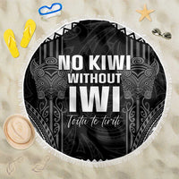 Aotearoa Toitu Te Tiriti Beach Blanket No Kiwi Without Iwi LT05 One Size 150cm Black - Polynesian Pride