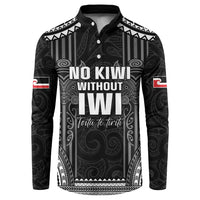 Aotearoa Toitu Te Tiriti Button Sweatshirt No Kiwi Without Iwi LT05 Black - Polynesian Pride