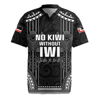 Aotearoa Toitu Te Tiriti Rugby Jersey No Kiwi Without Iwi LT05 Black - Polynesian Pride
