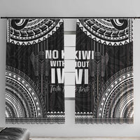 Aotearoa Toitu Te Tiriti Window Curtain No Kiwi Without Iwi LT05 With Hooks Black - Polynesian Pride