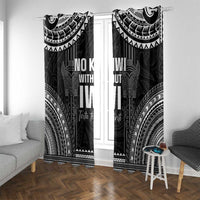 Aotearoa Toitu Te Tiriti Window Curtain No Kiwi Without Iwi LT05 With Grommets Black - Polynesian Pride