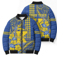 Personalised Hawaii Kaiser High School Bomber Puffer Jacket Tribal Tattoo With Hibiscus Flowers LT05 - Polynesian Pride