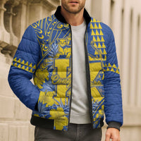 Personalised Hawaii Kaiser High School Bomber Puffer Jacket Tribal Tattoo With Hibiscus Flowers LT05 - Polynesian Pride