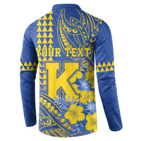 Personalised Hawaii Kaiser High School Button Sweatshirt Tribal Tattoo With Hibiscus Flowers LT05 - Polynesian Pride