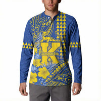 Personalised Hawaii Kaiser High School Button Sweatshirt Tribal Tattoo With Hibiscus Flowers LT05 - Polynesian Pride