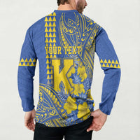 Personalised Hawaii Kaiser High School Button Sweatshirt Tribal Tattoo With Hibiscus Flowers LT05 - Polynesian Pride
