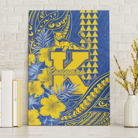 Hawaii Kaiser High School Canvas Wall Art Tribal Tattoo With Hibiscus Flowers LT05 Without Frame Blue - Polynesian Pride