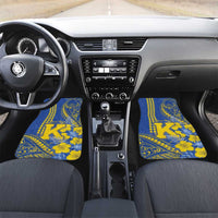 Personalised Hawaii Kaiser High School Car Mats Tribal Tattoo With Hibiscus Flowers LT05 Set 2pcs - Front Blue - Polynesian Pride