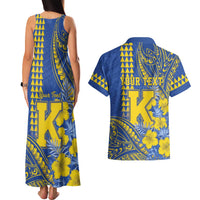Personalised Hawaii Kaiser High School Couples Matching Tank Maxi Dress and Hawaiian Shirt Tribal Tattoo With Hibiscus Flowers