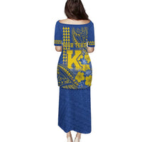 Personalised Hawaii Kaiser High School Family Matching Puletasi and Hawaiian Shirt Tribal Tattoo With Hibiscus Flowers