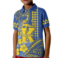 Personalised Hawaii Kaiser High School Kid Polo Shirt Tribal Tattoo With Hibiscus Flowers