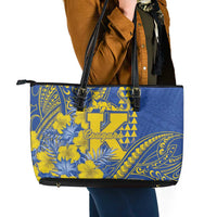 Hawaii Kaiser High School Leather Tote Bag Tribal Tattoo With Hibiscus Flowers LT05 - Polynesian Pride