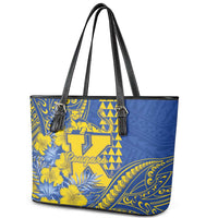 Hawaii Kaiser High School Leather Tote Bag Tribal Tattoo With Hibiscus Flowers LT05 - Polynesian Pride